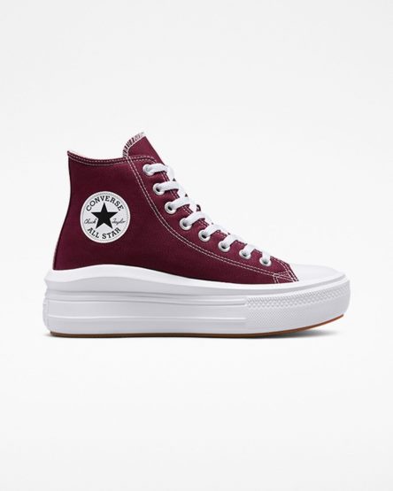 Pantofi Platforma Dama Converse Chuck Taylor All Star Move Seasonal Color Inalti Rosii Inchis Albi | RO RTCPY819